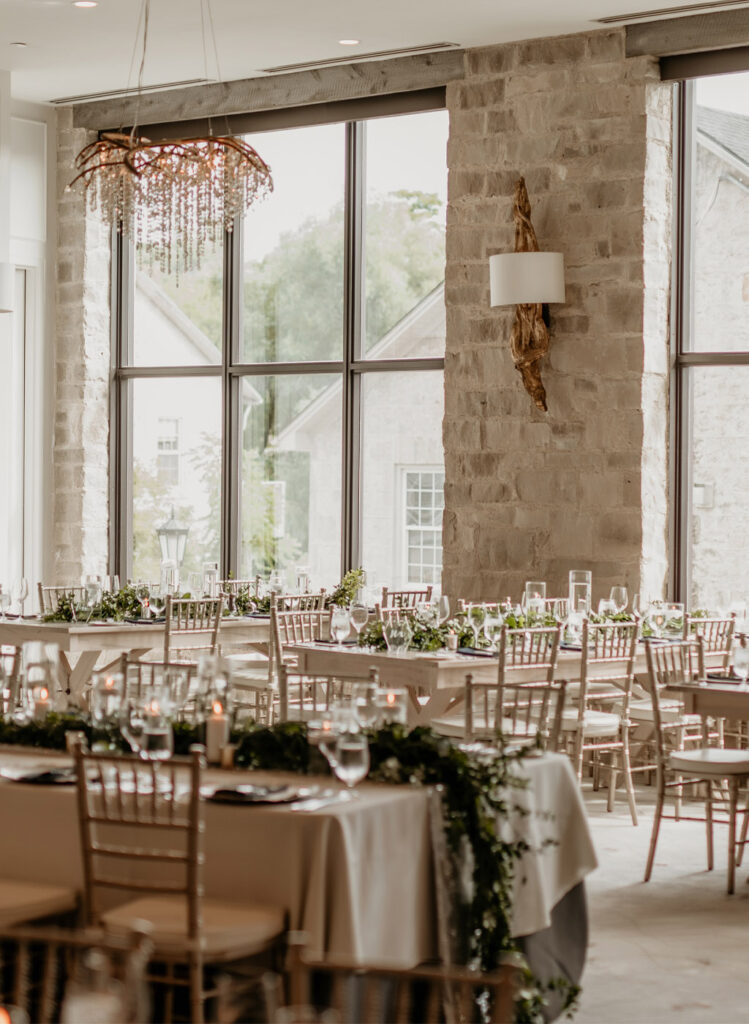 Elora Mill wedding reception decoration