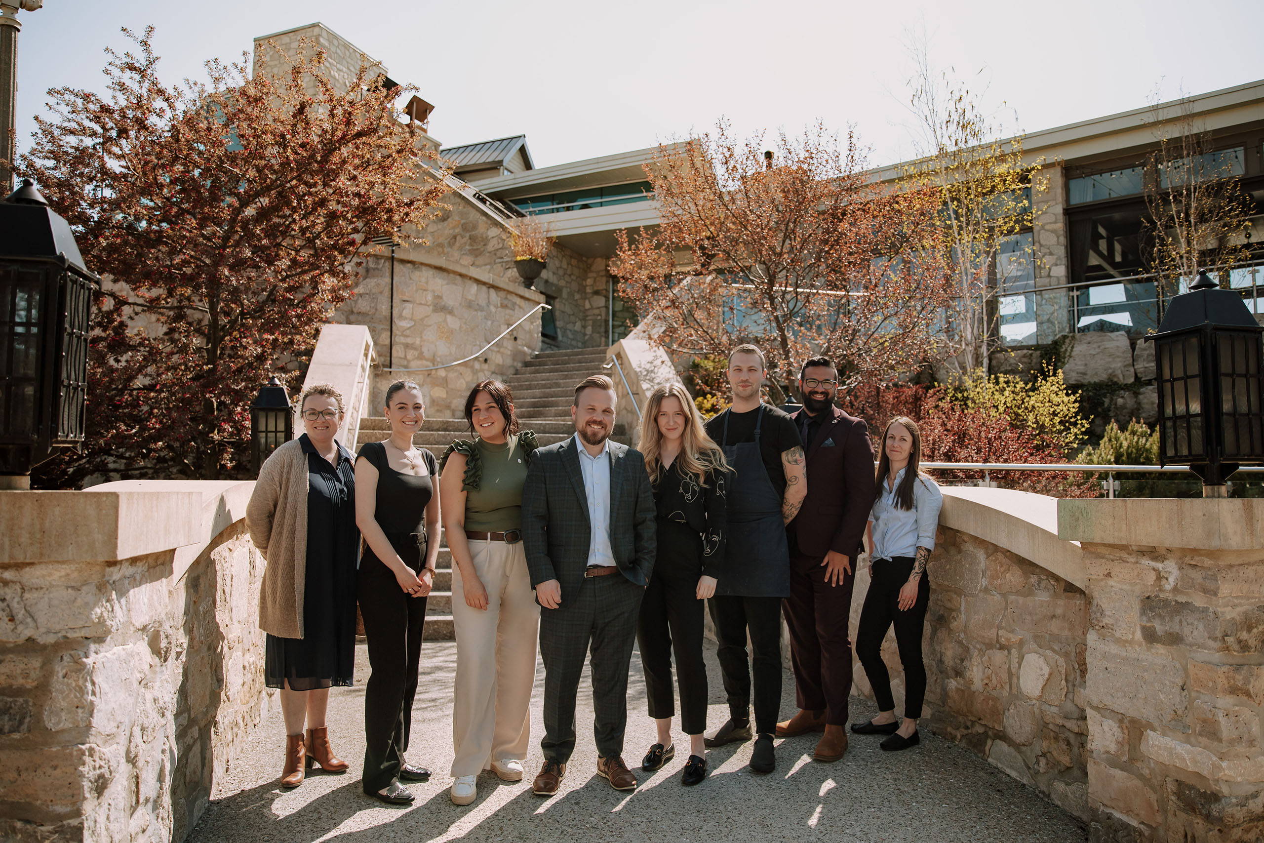 Pearle Hospitality team standing in front of Cambridge Mill